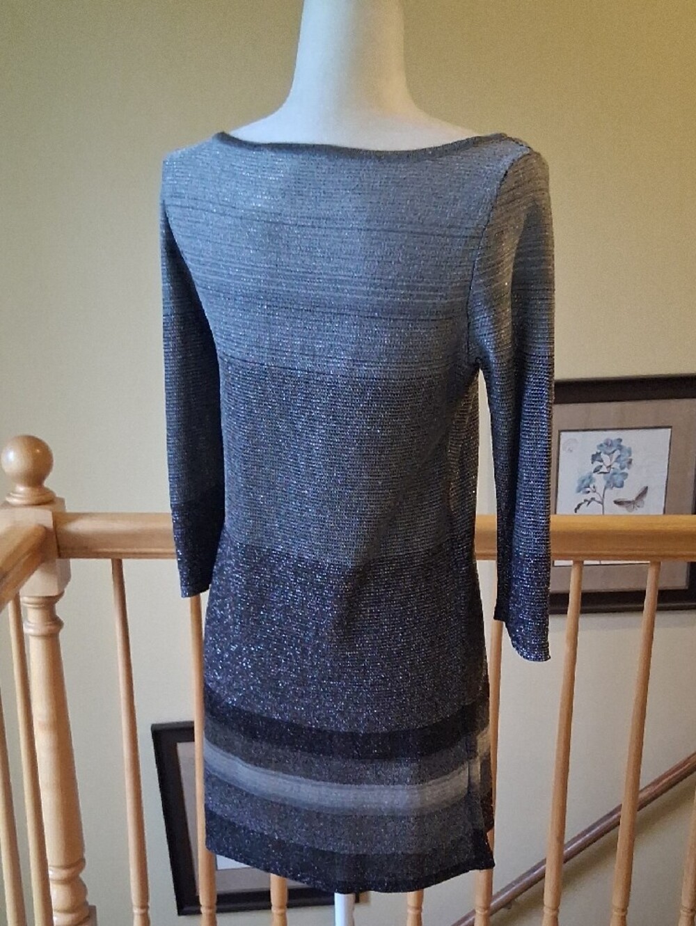White House Black Market Metallic Ombre Knit Tunic Knit Sweater Blouse Top - Picture 4 of 9